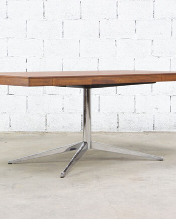 old-design-table-vintage-executive-knoll-teak-teck-2085-pieds-chromés