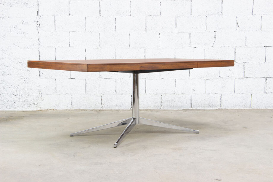 old-design-table-vintage-executive-knoll-teak-teck-2085-pieds-chromés