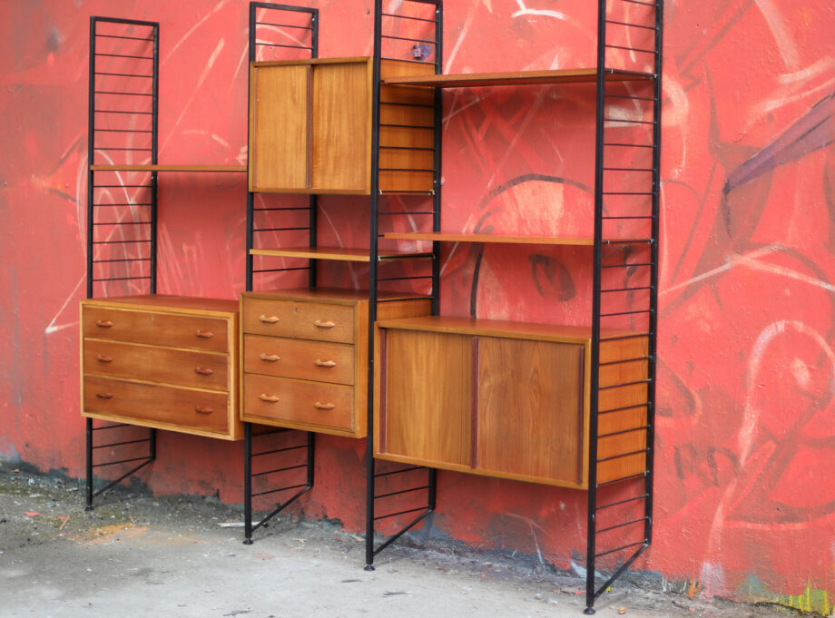 bibliothèque-vintage-ladderax-robert-heal-stables-teck-bookcase-wall-unit