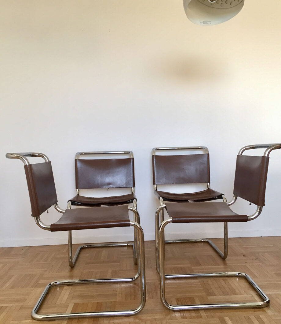 chaises-vintage-spoleto-knoll-marcel-breuer-bahaus-cuir-chrome-arco--mart-stam-cesca-chair