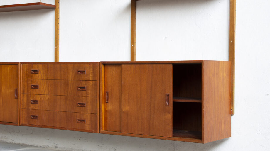 Bibliothèque-vintage-modulable-suspendue-danoise-scandinave-wall-unit-bookcase-PS-system-Preben-Sørensen-danish-modern-scandinavian-cadovius-poul-midcentury-teck-teak-old-design-lyon-paris-2