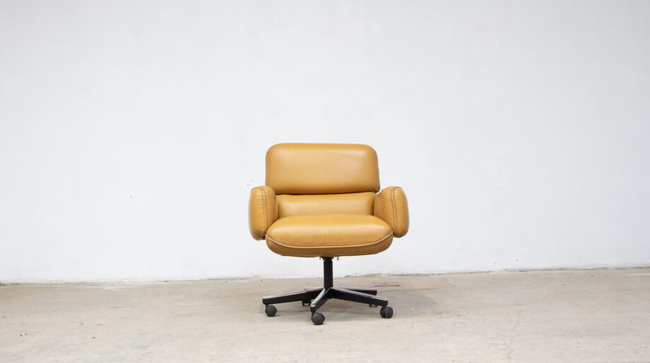 fauteuil-siège-chair-vintage-bureau-office-executive-otto-zapf-knoll-international-cuir-cognac