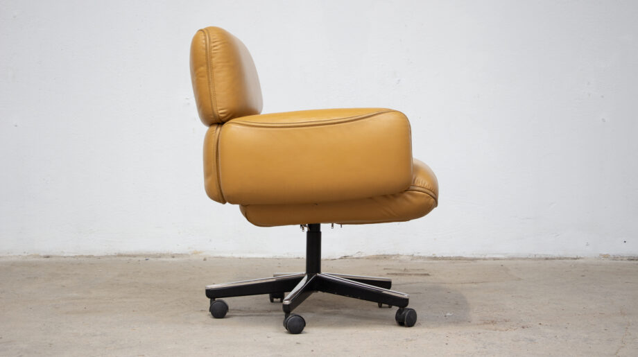 fauteuil-siège-chair-vintage-bureau-office-executive-otto-zapf-knoll-international-cuir-cognac