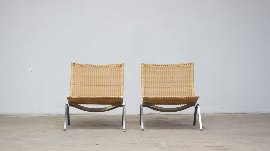 fauteuil-vintage-poul-Kjærholm -kjaerholm-pk-22-chair-fritz-hansen-danish-modern-midcentury-osier-rattan-wicker