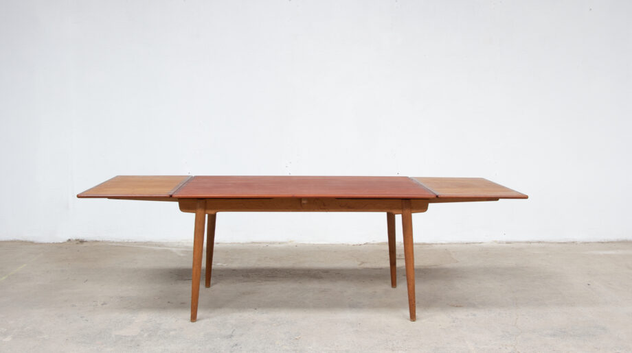 Table-vintage-danoise-scandinave-teck-hans-wegner-at-312-andreas-tuck-chêne-midcentury-dining