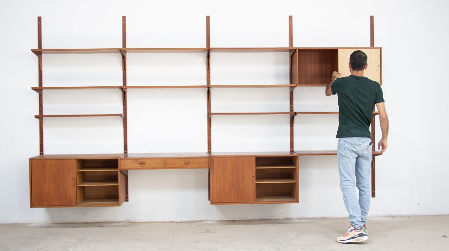 bibliothèque-vintage-scandinave-wall-unit-Hansen-Guldborg-poul-cadovius-kai-kristiansen-danish-danoise-modern-étagères-HG-furniture