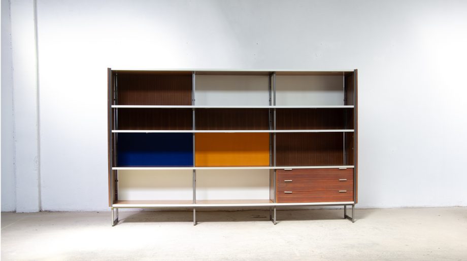 bibliothèque-vintage-bookcase-midcentury-georges-frydman-efa-teck-old-design-lyon-wall-unit-shelving-noyer-walnut