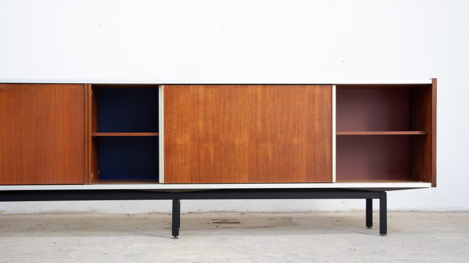 enfilade-vintage-sideboard-midcentury-georges-frydman-efa-teck-teak-ölddesign-lyon-france-design-french