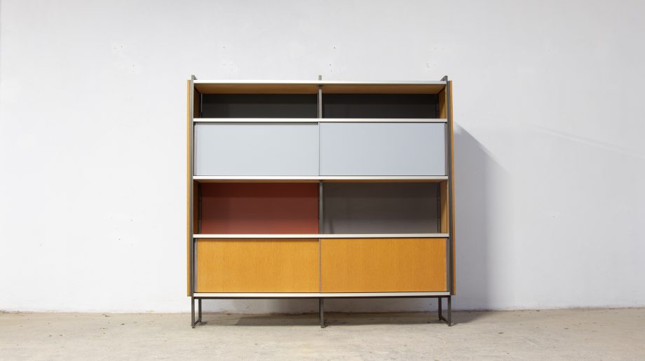 bibliothèque-vintage-bookcase-midcentury-georges-frydman-efa-teck-ölddesign-lyon-wall-unit-shelving-oak-chêne