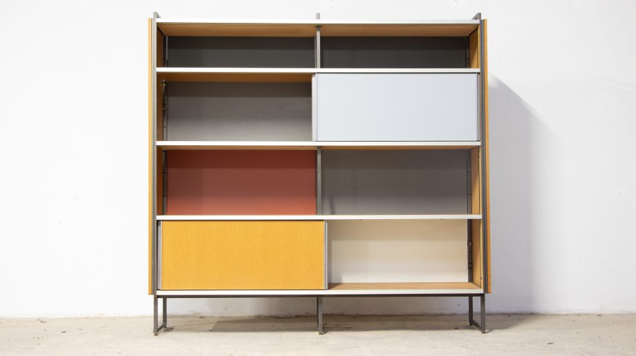 bibliothèque-vintage-bookcase-midcentury-georges-frydman-efa-teck-ölddesign-lyon-wall-unit-shelving-oak-chêne