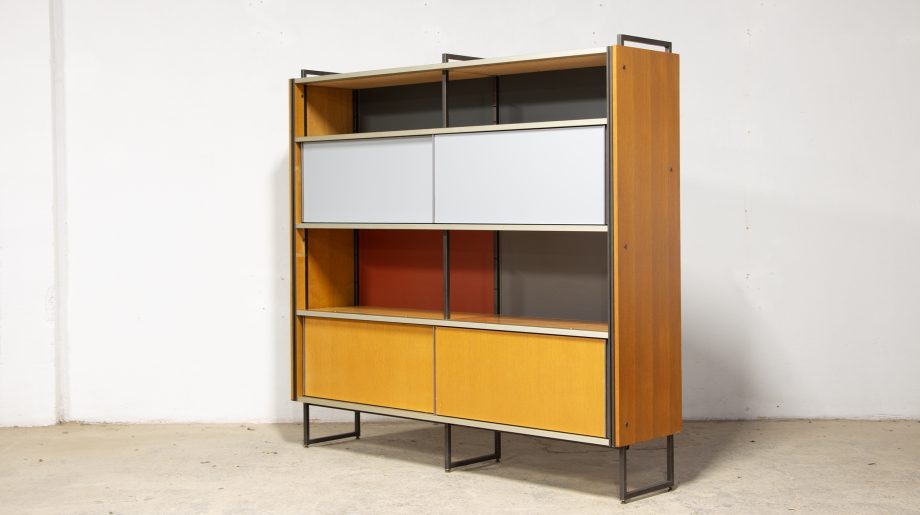 bibliothèque-vintage-bookcase-midcentury-georges-frydman-efa-teck-ölddesign-lyon-wall-unit-shelving-oak-chêne