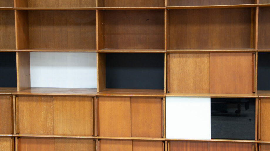 bibliothèque-vintage-bookcase-midcentury-didier-Rozaffy-meuble-oscar-ölddesign-lyon-wall-unit-shelving-oak-chêne-french-design