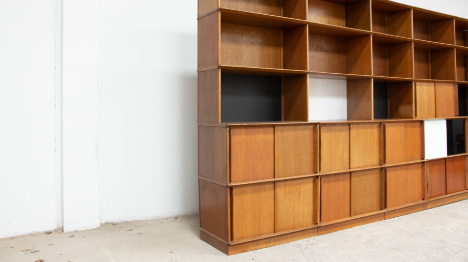 bibliothèque-vintage-bookcase-midcentury-didier-Rozaffy-meuble-oscar-ölddesign-lyon-wall-unit-shelving-oak-chêne-french-design