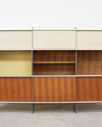 bibliothèque-vintage-bookcase-midcentury-georges-frydman-efa-teck-ölddesign-lyon-wall-unit-shelving-walnut-noyer-french-design