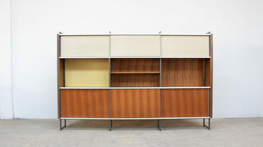 bibliothèque-vintage-bookcase-midcentury-georges-frydman-efa-teck-ölddesign-lyon-wall-unit-shelving-walnut-noyer-french-design