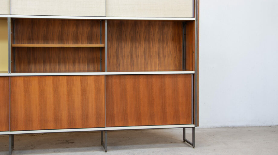 bibliothèque-vintage-bookcase-midcentury-georges-frydman-efa-teck-ölddesign-lyon-wall-unit-shelving-walnut-noyer-french-design