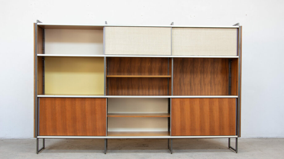 bibliothèque-vintage-bookcase-midcentury-georges-frydman-efa-teck-ölddesign-lyon-wall-unit-shelving-walnut-noyer-french-design