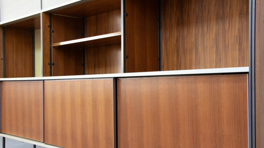 bibliothèque-vintage-bookcase-midcentury-georges-frydman-efa-teck-ölddesign-lyon-wall-unit-shelving-walnut-noyer-french-design