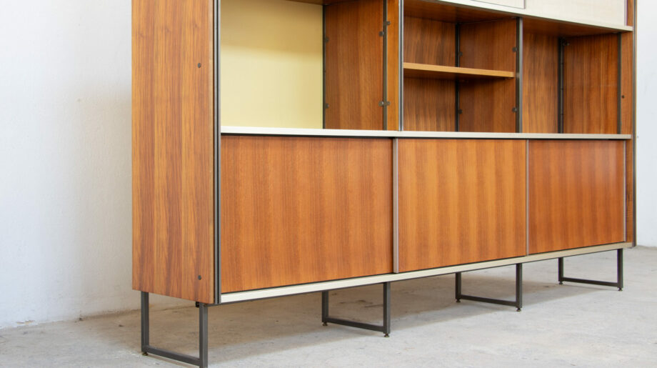 bibliothèque-vintage-bookcase-midcentury-georges-frydman-efa-teck-ölddesign-lyon-wall-unit-shelving-walnut-noyer-french-design