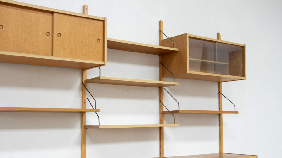 Bibliothèque-vintage-modulable-suspendue-danoise-scandinave-wall-unit-bookcase-PS-system-Preben-Sørensen-danish-modern-scandinavian-cadovius-poul-midcentury-oak-chêne-ölddesign-lyon-paris