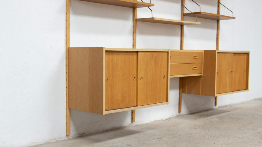 Bibliothèque-vintage-modulable-suspendue-danoise-scandinave-wall-unit-bookcase-PS-system-Preben-Sørensen-danish-modern-scandinavian-cadovius-poul-midcentury-oak-chêne-ölddesign-lyon-paris