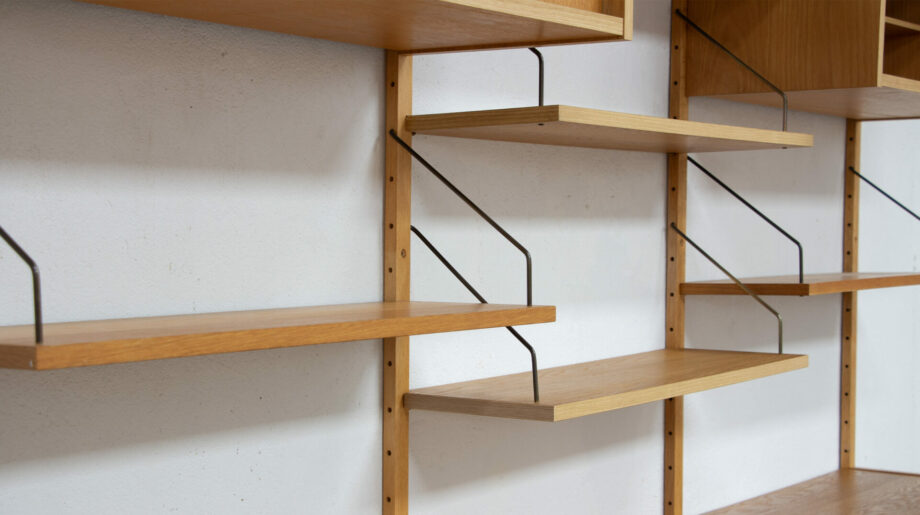 Bibliothèque-vintage-modulable-suspendue-danoise-scandinave-wall-unit-bookcase-PS-system-Preben-Sørensen-danish-modern-scandinavian-cadovius-poul-midcentury-oak-chêne-ölddesign-lyon-paris