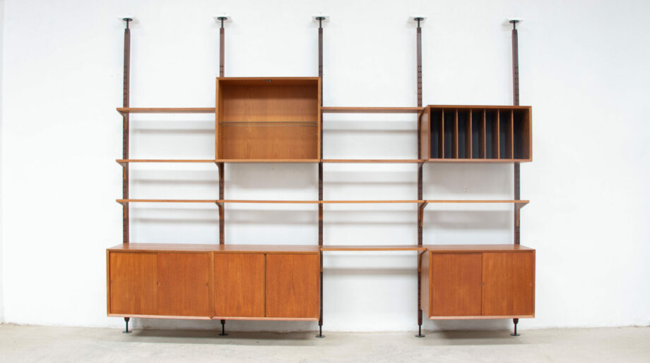 Bibliothèque-wall-unit-danish-danoise-vintage-poul-cadovius-royal-system-teck-teak-olddesign-cado-claustra-sol-plafond-room-divider-rare-shelving