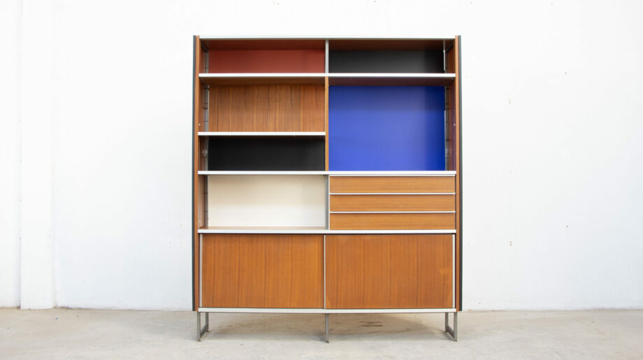 bibliothèque-vintage-bookcase-midcentury-georges-frydman-efa-teck-ölddesign-lyon-wall-unit-shelving-walnut-noyer-french-design