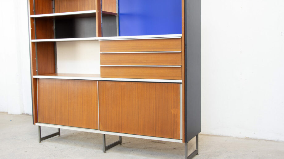 bibliothèque-vintage-bookcase-midcentury-georges-frydman-efa-teck-ölddesign-lyon-wall-unit-shelving-walnut-noyer-french-design