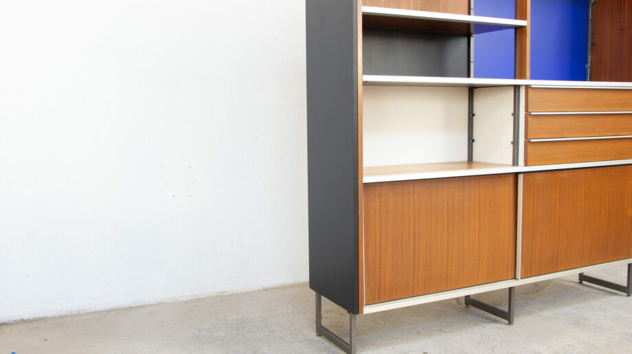 bibliothèque-vintage-bookcase-midcentury-georges-frydman-efa-teck-ölddesign-lyon-wall-unit-shelving-walnut-noyer-french-design